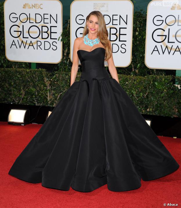 Sofia Vergara sur le tapis rouge des Golden Globes 2014, le 12 janvier ...