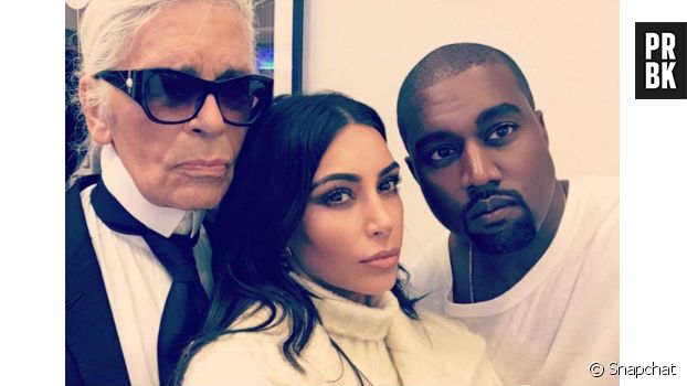 Kim Kardashian et Kanye West posent avec Karl Lagerfeld pour un projet secret.