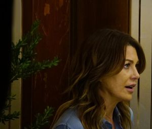 Grey's Anatomy saison 13, épisode 19 : Meredith (Ellen Pompeo) face à Riggs (Martin Henderson) sur une photo
