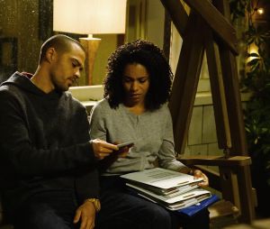Grey's Anatomy saison 13, épisode 19 : Jackson (Jesse Williams) et Maggie (Kelly McCreary)  sur une photo
