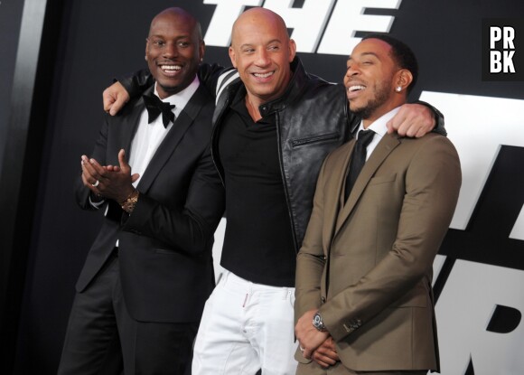 Vin Diesel, Tyrese Gibson et Ludacris à l'avant-première de Fast and Furious 8 le 8 avril à New York