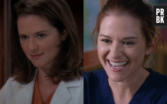 Sarah Drew (April) lors de sa première apparition dans Grey's Anatomy VS aujourd'hui