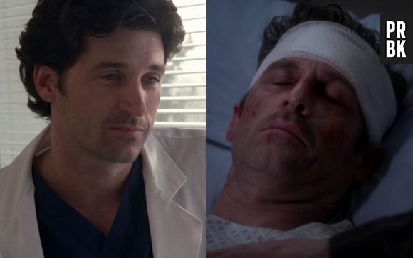 Patrick Dempsey (Derek) lors de sa première apparition dans Grey's Anatomy VS lors de sa dernière apparition