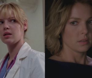 Katherine Heigl (Izzie) lors de sa première apparition dans Grey's Anatomy VS lors de sa dernière apparition