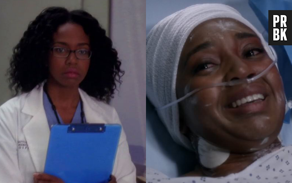 Jerrika Hinton (Stephanie) lors de sa première apparition dans Grey's Anatomy VS lors de sa dernière apparition