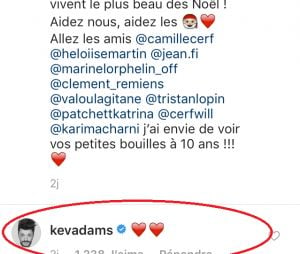 Iris Mittenaere répond au challenge de Kev Adams sur Instagram, il lui envoie deux émojis coeurs.