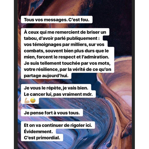 Agathe Auproux remercie les personnes pour leur soutien