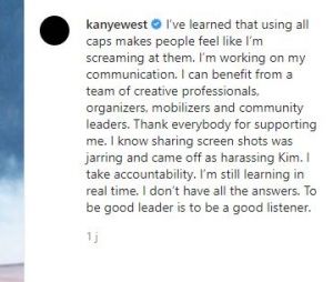 Kanye West s'excuse d'avoir "harcelé" son ex Kim Kardashian.
