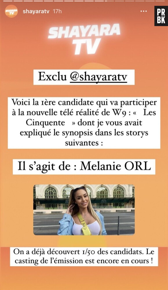 Mélanie Orl devrait participer à la nouvelle émission Les Cinquante.
