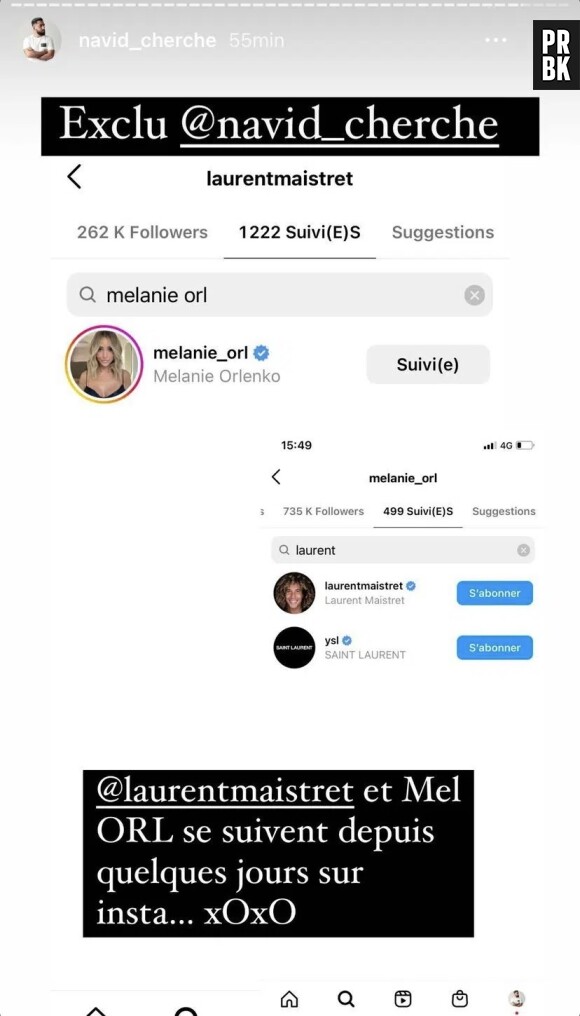 Laurent Maistret et Mélanie Orl se suivent sur Insta.
