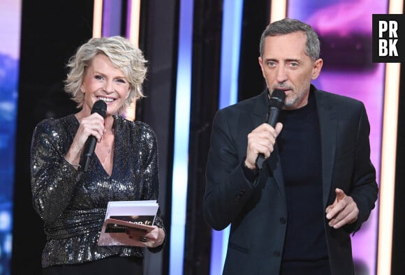 Sophie Davant et Gad Elmaleh - Les personnalités se mobilisent lors de la 36ème édition du Téléthon sur le plateau de France 2, avec pour parrain K.Adams, le 3 décembre 2022. © Coadic GUIREC / Bestimage