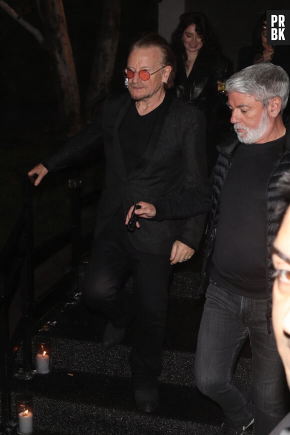 Exclusif - Bono - Les célébrités quittent la fête du 70ème anniversaire du producteur Jimmy Iovine à Los Angeles, le 11 mars 2023.