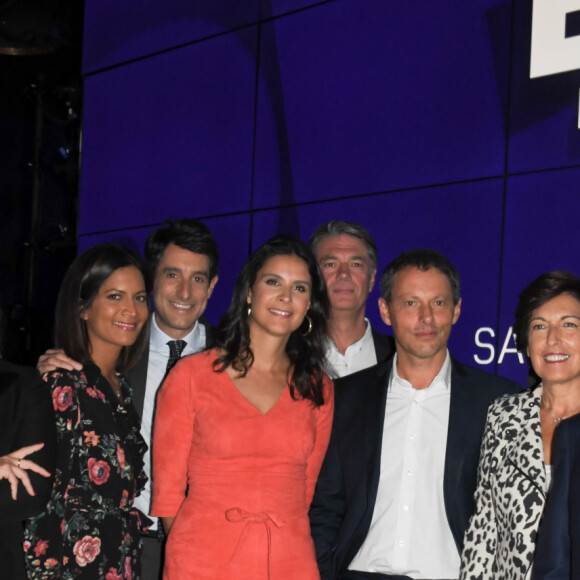 Marc-Olivier Fogiel, PDG de BFM.TV, Aurélie Casse, Ruth Elkrief, Apolline de Malherbe, Alain Duhamel, guest - Conférence de presse de rentrée de BFM.TV à Paris le 5 septembre 2019. © Guirec Coadic / Bestimage