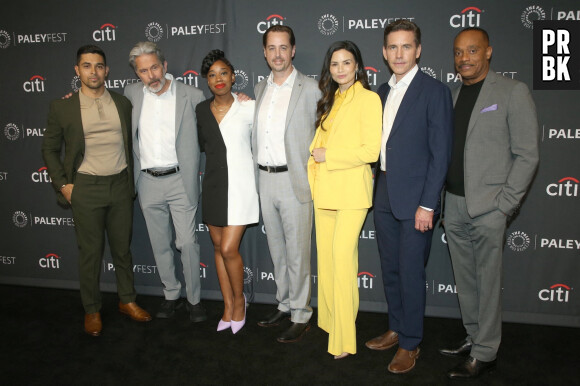 Wilmer Valderrama, Gary Cole, Diona Reasonover, Sean Murray, Katrina Law and Rocky Carroll au photocall "A Tribute to NCIS Universe" lors du PaleyFest LA 2022 à Los Angeles, le 10 avril 2022.