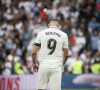 Karim Benzema très ému lors de son dernier match avec le Real Madrid au stade Santiago Bernabeu, le 4 juin 2023.
