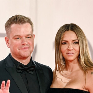 Matt Damon et sa femme Luciana Barroso - - Première de "The Last Duel" pendant le festival international du film à Venise (La Mostra), le 10 septembre 2021. 