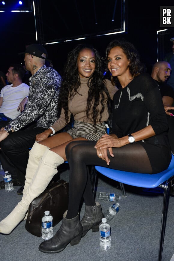 Kanails Lopes Archimede (femme de Kool Shen) et Karine Le Marchand - People au match de boxe "La Conquête" Acte 4 T.Yoka VS C.Leonet au palais des sports de Paris le 7 avril 2018 © Pierre Perusseau / Bestimage