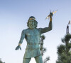 Parc Asterix. La statue monumentale de Zeus à l'entree de l'attraction "Tonnerre de Zeus" - Photo by Baillais V/ANDBZ/ABACAPRESS.COM