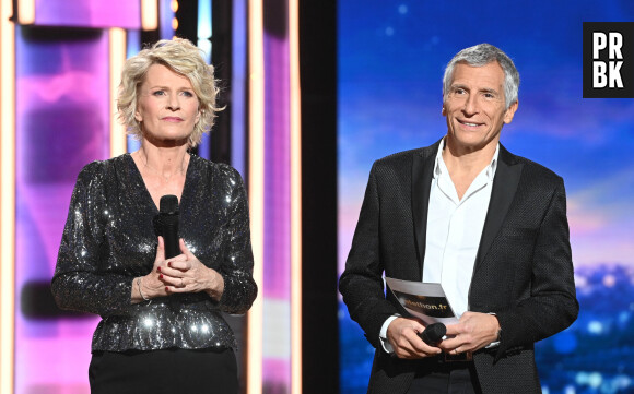 Sophie Davant et Nagui - Les personnalités se mobilisent lors de la 36ème édition du Téléthon sur le plateau de France 2, avec pour parrain K.Adams, le 3 décembre 2022. © Coadic GUIREC / Bestimage