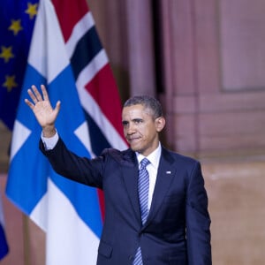 Le Président américain Barack Obama en visite officielle en Belgique, fait un discours au Bozar Concert Hall, à Bruxelles en Belgique le 26 mars 2014. 