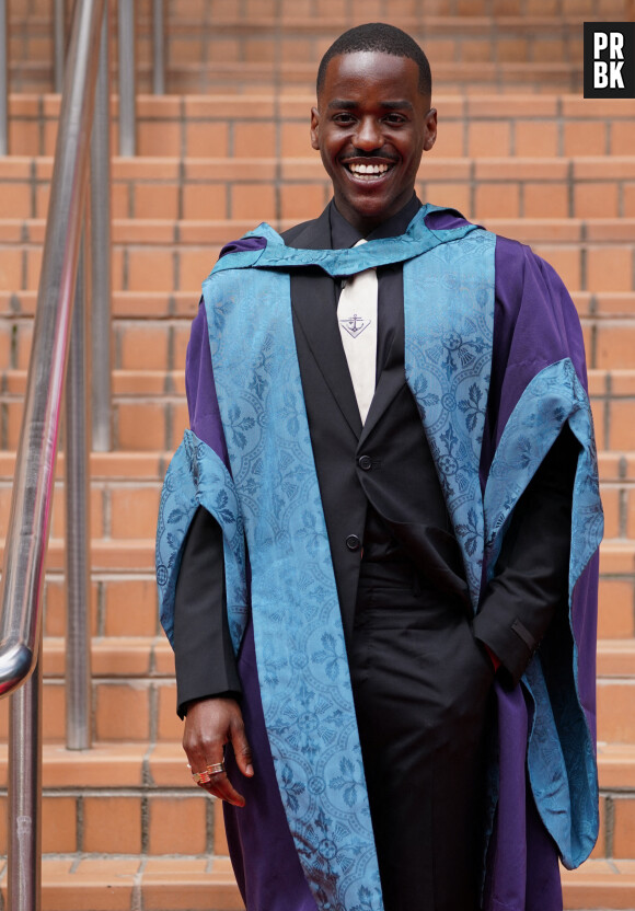 Actor Ncuti Gatwa after receiving his honorary doctorate from the Royal Conservatoire of Scotland in Glasgow, UK on July 7, 2022. Photo by Andrew Milligan/PA Photos/ABACAPRESS.COM