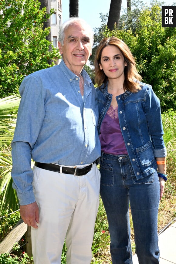 Sonia Mabrouk et son père durant la 27ème édition du Festival du Livre de Nice, installé sur le jardin Albert 1er, du 3 au 5 juin 2023. © Bruno Bebert / Bestimage