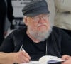 ST PETERSBURG, RUSSIA - AUGUST 17, 2017: George R.R. Martin, an American novelist, author of a series of fantasy novels, A Song of Ice and Fire, adapted into TV series Game of Thrones, signing autographs at a Bukvoyed bookshop. Photo by Alexander Demianchuk/TASS/ABACAPRESS.COM 