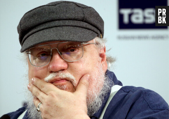 George R.R. Martin, an American novelist, screenwriter, TV producer; the author of a series of epic fantasy novels, A Song of Ice and Fire, adapted into HBO series Game of Thrones (2011–present time), gives a press conference on his current literary work and TV projects. Photo by Alexander Demianchuk/TASS/ABACAPRESS.COM 