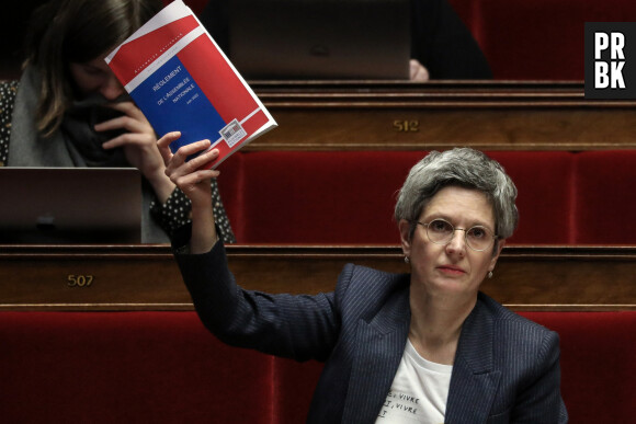 Sandrine Rousseau, députée EELV lors de la dernière journée de débat du projet de loi sur les retraites à l'Assemblée nationale, Paris, le 17 février 2023 © Stéphane Lemouton / Bestimage