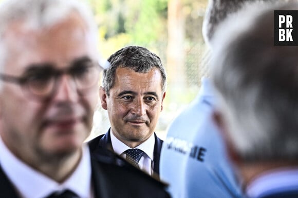 Gerald Darmanin a la Nouvelle Gendarmerie de Tonneins dans le Lot et Garonne - Le président Emmanuel Macron a sillonné les routes du Lot-et-Garonne jusqu’à Tonneins où il a dévoilé la carte des 238 brigades de gendarmerie qui verront le jour d’ici à 2027. Le 2 octobre 2023. © Thierry Breton / Panoramic / Bestimage