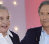 Michel Sardou et Michel Drucker - Enregistrement de l'émission " Vivement Dimanche " Spéciale Les enfants du Top 50, le 8 octobre 2014. L'émission sera diffusée le 12 Octobre 2014.