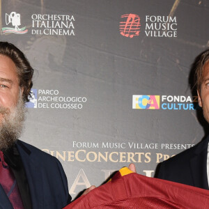 Russell Crowe, Francesco Totti au concert caritatif "Il Gladiatore" à Rome, le 6 juin 2018.