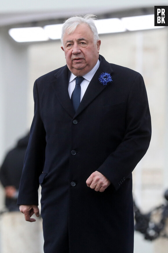 Gérard Larcher, président du Sénat à la cérémonie de dépôt de gerbe et du ravivage de la flamme de la Tombe du Soldat inconnu à l'Arc de Triomphe lors de la cérémonie du 105ème anniversaire de l'Armistice de 1918, à Paris, France, le 11 novembre 2023. © Stéphane Lemouton/Bestimage