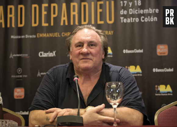 Gérard Depardieu donne une conférence de presse à l'hôtel Panamericano Buenos Aires à propos de ses spectacles au théatre Colon le 16 décembre 2016. 
