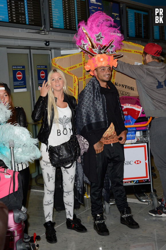 Jessica et Julien de retour a Paris apres le tournage de l'emission 'Les Marseillais a Rio' pour W9, le 06 mars 2014, a l'aeroport Roissy Charles de Gaulle, Paris. Photo by Nicolas Briquet/ABACAPRESS.COM