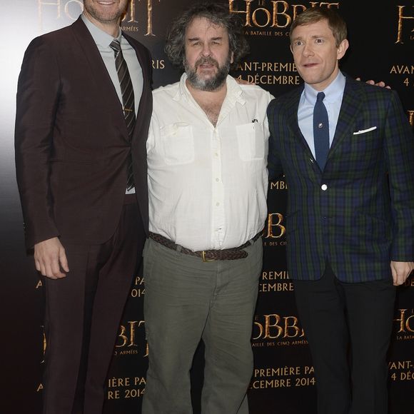 Richard Armitage, Peter Jackson et Martin Freeman - Avant-première du film "Le Hobbit : La Bataille des Cinq Armées" au Grand Rex à Paris, le 4 décembre 2014.