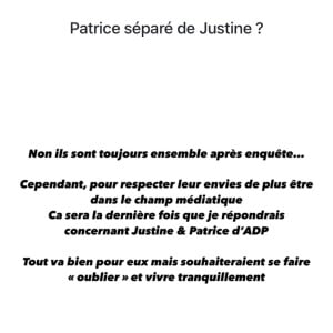 Aqababe met les choses au clair concernant Patrice et Justine.