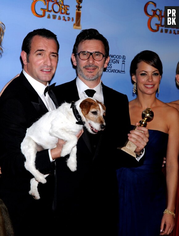 Berenice Bejo, Jean Dujardin et Michel Hazanavicius aux Golden Globes 2012