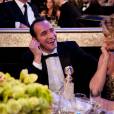 Jean Dujardin et Alexandra Lamy à table aux Golden Globes 2012.