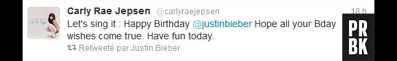 Carly Rae Jepsen chante (virtuellement) pour Justin