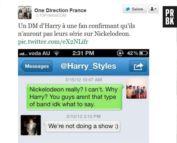 Harry dément la rumeur d'une série