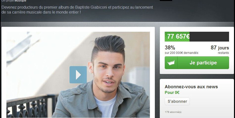 Baptiste Giabiconi va bientôt pouvoir faire produire son album par ses fans sur My Major Company