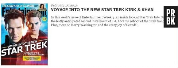 Entertainment Weekly dévoile l'identité du grand méchant de Star Trek into Darkness par erreur
