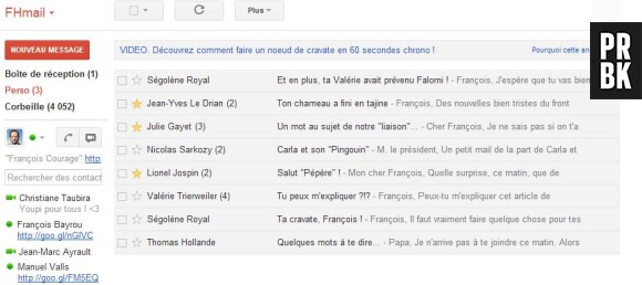La boîte mails "perso" de François Hollande