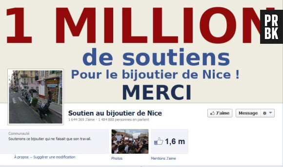Soutien au bijoutier de Nice : la page Facebook compte 1,6 millions de soutiens