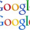Google : l'ancien logo en haut, le nouveau en bas