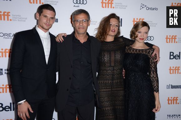 Léa Seydoux, Abdellatif Kechiche et Adèle Exarchopoulos à Beverly Hills pour la promotion du film La Vie d'Adèle