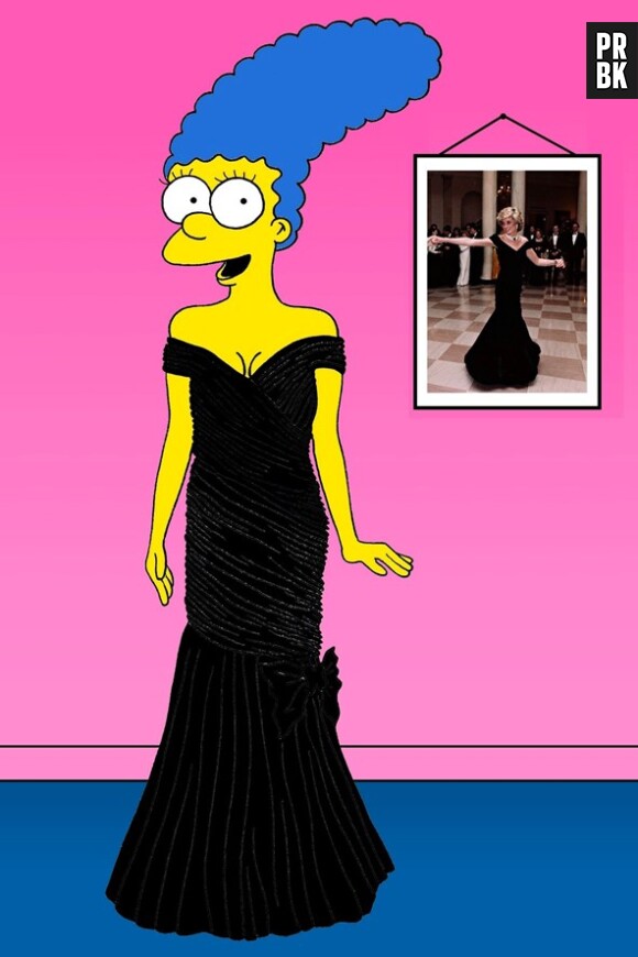 Marge Simpson relookée en Lady Diana par Humor Chic
