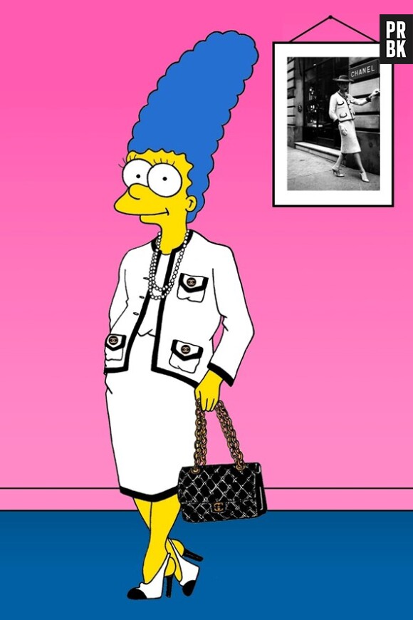 Marge Simpson relookée en Coco Chanel par Humor Chic