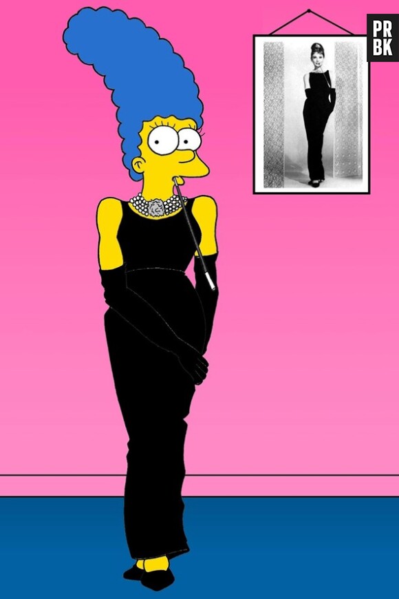 Marge Simpson relookée en Audrey Hepburn par Humor Chic